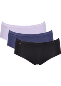 Midislip Sloggi "Basic+ Midi C3P", Damen, Gr. 38, bunt (multiple colours 19), Single Jersey, Obermaterial: 95% Baumwolle, 5% Elasthan, k&ouml;rpernah, Unterhosen Midislip, perfekter Sitz