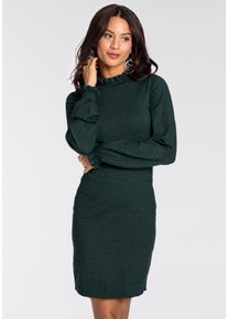 Strickkleid Laura Scott, Damen, Gr. 44, N-Gr, gr&uuml;n (petrol, melange), Strick, Obermaterial: 50% Viskose, 28% Polyester, 22% Polyamid, clean, unifarben, sehr figurbetont mini, Rundhals, R&uuml;schen, Kleider Strickkleid, aus Viskosemischung mit femininem R&uuml;schendetail, Topseller