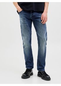 Jack & Jones Slim-fit-Jeans JACK & JONES "JJIGLENN JJORIGINAL CB 820 NOOS", Herren, Gr. 30, L&auml;nge 32, blau (blau denim), Denim/Jeans, Obermaterial: 98% Baumwolle, 2% Elasthan, Abriebeffekte, slim fit kn&ouml;chellang, Jeans Slim-fit-Jeans
