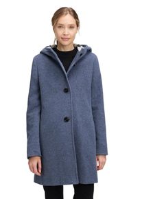 Wolljacke Gil Bret, Damen, Gr. 42, blau (marineblaus), Obermaterial: 75% Wolle, 20% Polyamid, 5% Kaschmir, unifarben, ausgestellt ca. Mitte Oberschenkel, gerader Abschluss, Jacken Wolljacke, mit Kapuze