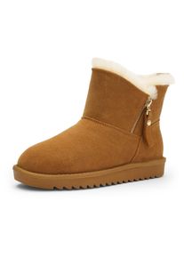 Winterboots Ara "ALASKA Short Zip", Damen, Gr. 40, cognac short zip, Lammfell, Veloursleder, unifarben, Schuhe Winterboots, Stiefel aus echtem Lammfell mit Rei&szlig;verschluss, G-Weite (weit)