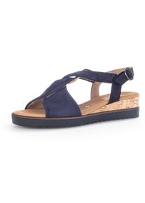 Sandalette Gabor "GENUA", Damen, Gr. 36, blau (dunkelblau), Nubukleder, Schuhe Sandalette, Sommerschuh, Sandale, Keilabsatz, mit verstellbarem Fersenriemchen