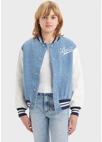 Bomberjacke LEVI'S KIDS "LVG DENIM BOMBER JACKET", M&auml;dchen, Gr. 16 (164), blau (vibe check), Denim/Jeans, Obermaterial: 100% Baumwolle. Futter: 100% Polyester, B&uuml;ndchen, Jacken Bomberjacke, for GIRLS