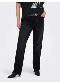 High-waist-Jeans Only CARMAKOMA "CARWILLY HW STRAIGHT DNM REA1099 NOOS", Damen, Gr. 46, L&auml;nge 32, schwarz (washed schwarz), Denim/Jeans, Obermaterial: 82% Baumwolle, 16% Polyester, 2% Elasthan, unifarben, Jeans High-waist-Jeans