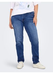 Slim-fit-Jeans Only CARMAKOMA "CARSUI MID SLIM DNM DIA364", Damen, Gr. 46, L&auml;nge 32, blau (medium blau denim), Denim/Jeans, Obermaterial: 95% Baumwolle, 3% Polyester, 2% Elasthan, unifarben, slim fit, Jeans Slim-fit-Jeans
