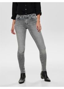 Skinny-fit-Jeans Only "ONLBLUSH MID SK ANK RW REA0918 NOOS", Damen, Gr. XL (42), L&auml;nge 30, grau (grau denim), Denim/Jeans, Obermaterial: 92% Baumwolle, 6% Elastomultiester, 2% Elasthan, unifarben, skinny fit, Jeans Skinny-fit-Jeans, mit ausgefranstem Saum