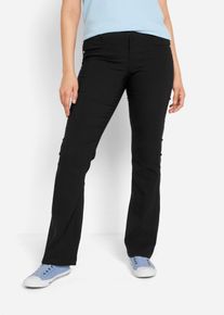 Stretch-Hose bonprix, Damen, Gr. 46, K-Gr, schwarz (schwarz (l&auml;nge: kurz)), Web, Obermaterial: 72% Polyester, 24% Viskose, 4% Elasthan, unifarben, regular fit lang, Hosen Stretch-Hose, aus Viskose, mit Bootcut-Design, Regular Fit, mit G&uuml;rtelschlaufen