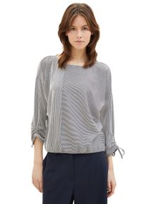 3/4-Arm-Shirt Tom Tailor Denim, Damen, Gr. XL (42), blau (small navy wei&szlig; stripe), Single Jersey, Obermaterial: 58% Viskose, 38% Polyester, 4% Elasthan, gestreift, regular fit normal, Rundhals, verstellbar mit Bindeband, Shirts 3/4-Arm-Shirt, in feiner Rippoptik