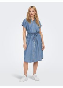 Jeanskleid Only "ONLPEMA &ndash; Jeanskleid mit Knopfleiste und Brusttaschen", Damen, Gr. L (40), N-Gr, blau, Web, Obermaterial: 100% Lyocell, unifarben, Rundhals, Kleider Jeanskleid, regular fit, modisch, Denim, Lyocell, Rundhals, Topseller