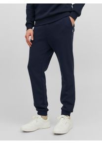 Jack & Jones Sweathose JACK & JONES "JPSTGORDON mit Kordelzug und Komfortbund", Herren, Gr. XL, N-Gr, blau (navy blazer), angeraute Sweatware, Obermaterial: 61% Polyester, 39% Baumwolle, unifarben, normal kn&ouml;chellang, Hosen Sweathose, unifarben, modisch, regular fit, Sweatware