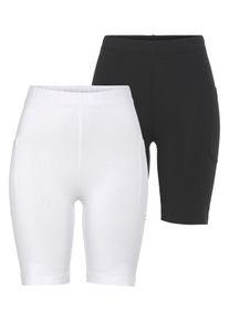 Radlerhose Flashlights, Damen, Gr. 46, N-Gr, schwarz-wei&szlig; (schwarz, wei&szlig;), Jersey, Obermaterial: 95% Baumwolle, 5% Elasthan, unifarben, Basic, sehr figurbetont, Hosen Radlerhose, mit Handytaschen