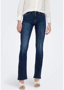Bootcut-Jeans Only "ONLBLUSH MID FLARED DNM TAI021", Damen, Gr. L (40), L&auml;nge 32, blau (dunkelblau denim), Denim/Jeans, Obermaterial: 92% Baumwolle, 6% Elastomultiester, 2% Elasthan, Abriebeffekte, Jeans Bootcut-Jeans