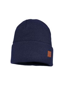 Beanie MaxiMo, Kinder, Gr. 57, blau (navy), Strick, Baumwolle, unifarben, M&uuml;tzen Beanie, Strick, breiter Umschlag, gef&uuml;ttert, w&auml;rmend, weich, unifarben