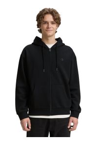 Kapuzensweatjacke Tom Tailor Denim, Herren, Gr. S, schwarz, Sweatware, Obermaterial: 70% Baumwolle, 30% Polyester, bestickt, unifarben, normal h&uuml;ftbedeckend, Rundhals, Sweatjacken Kapuzensweatjacke, mit Logostickerei