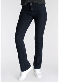 Bootcut-Jeans Arizona "Ultra Soft", Damen, Gr. 46, N-Gr, blau (rinsed), Denim/Jeans, Obermaterial: 61% Baumwolle, 25% Polyester, 11% Viskose, 3% Elasthan, Basic, bootcut fit lang, Jeans Bootcut-Jeans, elastische Passform, ausgestellte Beinform, hohe Leibh&ouml;he
