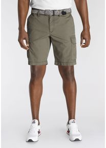Cargoshorts DELMAO, Damen, Gr. 36, N-Gr, gr&uuml;n (khaki), Web, Obermaterial: 98% Baumwolle, 2% Elasthan, unifarben, regular fit kniefrei, Hosen Cargoshorts, mit Details
