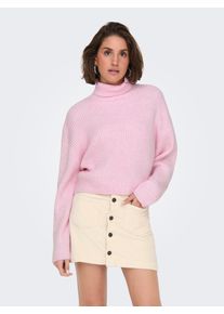 Rollkragenpullover Only "ONLMELANIE L/S ROLLNECK PULLOVER KNTNOOS", Damen, Gr. M, pink lady, Strick, Obermaterial: 54% Polyester, 41% Polyacryl, 5% Wolle, unifarben, regular fit kurz, Rundhals, Pullover Rollkragenpullover