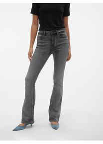 V&eacute;ro Moda Bootcut-Jeans VERO MODA "VMFLASH MR FLARED JEANS LI213 GA NOOS", Damen, Gr. M (38), L&auml;nge 32, blau (medium grau denim), Denim/Jeans, Obermaterial: 65% Baumwolle, 18% Polyester, 8% Viskose, 7% Elastomultiester, 2% Elasthan, unifarben, lang, Jeans Bootcut-Jeans, Baumwollmischung mit Stretch, regular waist, bootcut fit