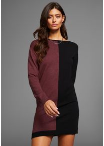 Strickkleid Laura Scott, Damen, Gr. 44, N-Gr, bunt (schwarz, bordeaux), Strick, Obermaterial: 50% Viskose, 26% Polyamid, 24% Polyester, clean, mehrfarbig, figurbetont mini, Rundhals, Rippb&uuml;ndchen, Kleider Strickkleid, mit zweifarbigem Colourblock Design