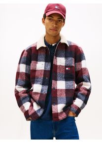 Karohemd Tommy Jeans "CHECK TEDDY OVERSHIRT", Herren, Gr. XXL, N-Gr, schwarz night navy, buffalo check, Web, Obermaterial: 100% Polyester, gemustert, kariert, mehrfarbig, regular fit normal, Rundhals, eingesetzt Manschette, Hemden Karohemd, Overshirt Jacke Holzf&auml;ller kRegular fit mit Rundhalsausschnitt