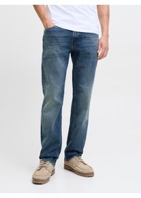 Jack & Jones Regular-fit-Jeans JACK & JONES "JJICLARK mit Used-Look und Stretch f&uuml;r den Alltag", Herren, Gr. 34, L&auml;nge 34, blau (blau, denim), Denim/Jeans, Obermaterial: 80% Baumwolle, 15% Lyocell, 3% Elastomultiester, 2% Elasthan, regular fit lang, Jeans Regular-fit-Jeans, mit Abriebeffekten