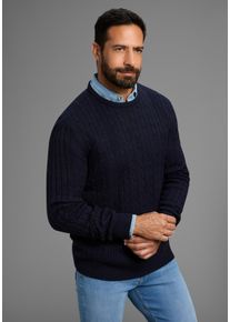 MAN'S WORLD Rundhalspullover MAN'S WORLD "Neue Kollektion Highlight allover Zopfmuster", Herren, Gr. 3XL (64/66), dunkelblau, Strick, Obermaterial: 100% Polyacryl, Zopfmuster, regular fit, Rundhals, Rippb&uuml;ndchen, Pullover Rundhalspullover, weicher Griff, Perfekt f&uuml;r die k&auml;ltere Jahreszeit