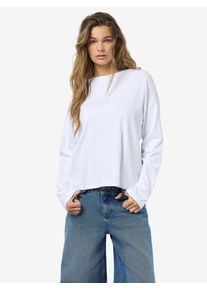 Langarmshirt Noisy may "NMMOCCA L/S REGULAR FIT TOP JRS FWD NOOS", Damen, Gr. L, wei&szlig; (hellwei&szlig;), Jersey, Obermaterial: 95% Baumwolle, 5% Elasthan, unifarben, normal, Rundhals, Shirts Langarmshirt