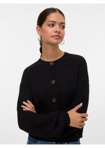 V&eacute;ro Moda Strickjacke VERO MODA "VMLEA LS O-NECK CARDIGAN NOOS", Herren, Gr. M, schwarz, Strick, Obermaterial: 100% Polyacryl, unifarben, loose fit h&uuml;ftlang, Rundhals, Strickjacken Strickjacke