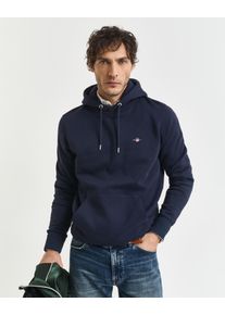Hoodie Gant "REG SHIELD HOODIE", Herren, Gr. 3XL, blau (evening blau), Sweatware, Obermaterial: 80% Baumwolle, 20% Polyester, unifarben, regular fit h&uuml;ftlang, elastischer Bund, Sweatshirts Hoodie, mit Logostickerei auf der Brust