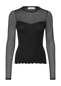Langarmshirt rosemunde "Bernadine Shirt", Damen, Gr. S, schwarz, Strick, Obermaterial: 100% Baumwolle, unifarben, figurbetont h&uuml;ftlang, Rundhals, Shirts Langarmshirt, Spitzeneinsatz an Brust und &Auml;rmeln, feminin, bequem, reine Baumwolle