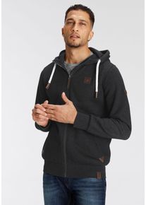 Kapuzensweatjacke AJC, Herren, Gr. XL (56/58), grau (anthrazit), Sweatware, Obermaterial: 55% Baumwolle, 45% Polyester. Kapuzenfutter: 65% Polyester, 35% Baumwolle, unifarben, schmal h&uuml;ftbedeckend, Rippb&uuml;ndchen, Sweatjacken Kapuzensweatjacke, Topseller