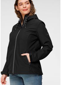 Softshelljacke Polarino, Damen, Gr. 56, schwarz, Softshell, Obermaterial: 94% Polyester, 6% Elasthan. Futter: 100% Polyester. Innenseite: 100% Polyester, unifarben, h&uuml;ftlang, mit verstellbarem Klettverschluss, Jacken Softshelljacke, f&uuml;r den &Uuml;bergang, aus Softshell, wasserabweisend, winddicht
