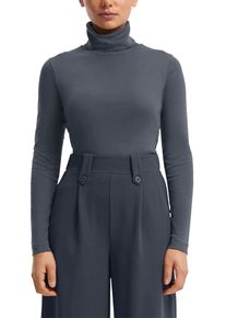 Rollkragenshirt QS, Damen, Gr. M, blau, Web, Obermaterial: 100% Baumwolle, unifarben, slim fit taillenbedeckt, ohne Ausschnitt, Shirts Rollkragenshirt, mit Rollkragen