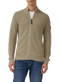 Strickjacke s.Oliver, Herren, Gr. XXL, dk beige, Strick, Obermaterial: 100% Baumwolle, unifarben, normal h&uuml;ftbedeckend, Rundhals, B&uuml;ndchen, Strickjacken Strickjacke, mit Stehkragen und Rei&szlig;verschluss, Topseller