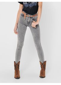 Skinny-fit-Jeans Only "ONLROYAL HW SK JEANS BJ", Damen, Gr. M (38), L&auml;nge 32, grau (grau denim), Denim/Jeans, Obermaterial: 69% Baumwolle, 29% Polyester, 2% Elasthan, Abriebeffekte, skinny fit, Jeans Skinny-fit-Jeans