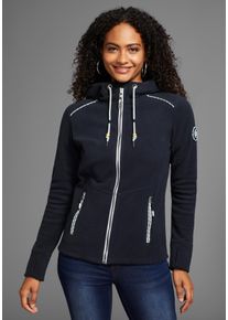 Fleecejacke Kangaroos, Damen, Gr. 52/54, blau (navy), Fleece, Obermaterial: 100% Polyester, bequem h&uuml;ftbedeckend, Jacken Fleecejacke, figurbetonte Passform, mit Kapuze und Kordelzug, &Uuml;bergangsjacke, Topseller