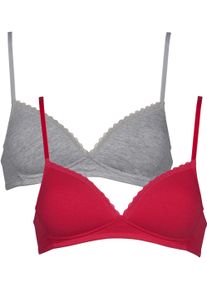 Soft-BH MY BASIC "padded cotton bra", Damen, Gr. 85, Cup C, pink (grau, pink), Obermaterial: 95% Baumwolle, 5% Elasthan, unifarben, BHs Soft-BH, mit Spitze, wattiert, ohne B&uuml;gel, basic, Baumwollmix