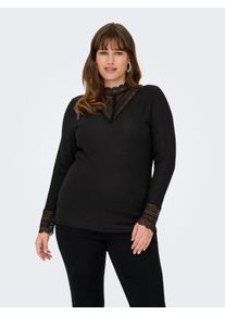 Langarmshirt Only CARMAKOMA "CARTILDE GLITTER L/S HIGHNECK TOP NOOS", Damen, Gr. S, schwarz detail:tone in tone lurex, Jersey, Obermaterial: 100% Polyester, unifarben, regular fit h&uuml;ftlang, hoch geschlossener Ausschnitt, Shirts Langarmshirt