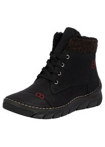 Winterboots Rieker, Damen, Gr. 39, schwarz, braun, Nubuklederimitat, Textil, Schuhe Winterboots, Schn&uuml;rboots, Stiefelette, Casual-Boots mit softem Schaftrand