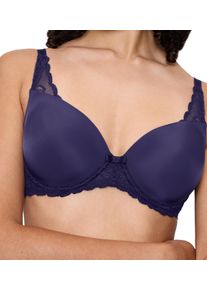 B&uuml;gel-BH Triumph "Amourette Spotlight WHP X", Damen, Gr. 90, Cup A, blau (prussian blau), Microtouch, Obermaterial: 49% Polyamid, 34% Polyester, 17% Elasthan, BHs B&uuml;gel-BH, florales Spitzen-Design, leichte Polsterung, formende B&uuml;gel