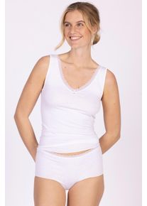 Achselhemd Nina von C. "Simply", Damen, Gr. 46, N-Gr, wei&szlig;, Obermaterial: 48% Baumwolle, 47% Modal, 5% Elasthan, unifarben, bequem, V-Ausschnitt, Unterhemden Achselhemd, basic, weich, elastisch, bequem, eng, mit Spitze, V-Ausschnitt