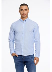 Langarmhemd LINDBERGH, Damen, Gr. L, N-Gr, blau (lt blau mix), Web, Obermaterial: 97% Baumwolle, 3% Elasthan, unifarben, gerade h&uuml;ftbedeckend, Rundhals, 2-Knopf-Manschette, Hemden Langarmhemd, mit Button-Down-Kragen