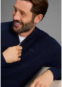 MAN'S WORLD Troyer MAN'S WORLD "Neue Kollektion Highlight kontrastfarbener Rei&szlig;verschluss", Herren, Gr. XL, marine, Strick, Obermaterial: 50% Baumwolle, 50% Polyacryl, unifarben, regular fit, Rippb&uuml;ndchen, Pullover Troyer, Feinstrick Rippe, ideal f&uuml;r die &Uuml;bergangszeit