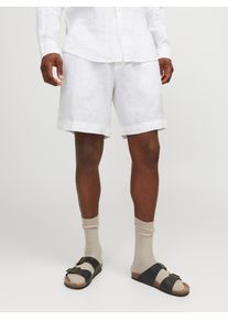 Jack & Jones Shorts JACK & JONES "JPSTBILL LAWRENCE LINEN SHORTS SRT LN", Herren, Gr. XL, N-Gr, wei&szlig; (hellwei&szlig;), Web, Obermaterial: 100% Leinen, unifarben, weit knielang, Hosen Shorts