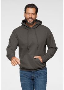 Kapuzensweatshirt Fruit of the Loom, Herren, Gr. S (40/42), grau (graphit), angeraute Sweatware, Obermaterial: 80% Baumwolle, 20% Polyester, unifarben, normal h&uuml;ftbedeckend, Rundhals, Rippb&uuml;ndchen, Sweatshirts Kapuzensweatshirt, mit K&auml;ngurutasche, Topseller