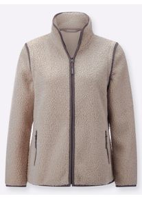 sheego Gro&szlig;e Gr&ouml;&szlig;en Fleecejacke mit abnehmbaren &Auml;rmeln, sesam, Gr&ouml;&szlig;e 52 - Damen