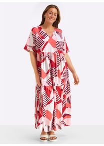 sheego Gro&szlig;e Gr&ouml;&szlig;en A-Linien-Kleid mit Grafikprint, erdbeere-koralle-bedruckt, Gr&ouml;&szlig;e 54 - Damen