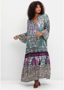 sheego loves miss goodlife sheego Gro&szlig;e Gr&ouml;&szlig;en Maxikleid im Mustermix, mit Volants, lila-bedruckt, Gr&ouml;&szlig;e 44 - Damen