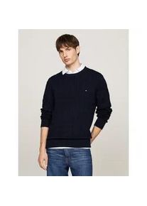 Strickpullover Tommy Hilfiger "CLASSIC CABLE CREW NECK mit Strukturstrick und Flaglabel", Herren, Gr. 3XL, blau (desert sky), Obermaterial: 100% Baumwolle, Rundhals, B&uuml;ndchen, Pullover Strickpullover, unifarben, casual, regular fit, Baumwolle, Rundhals