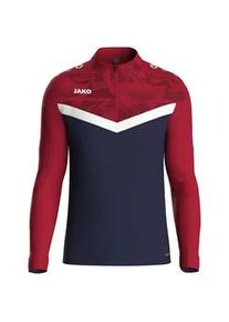 Jako Iconic 1/4-Zip Sweatshirt Kinder 901 - marine/chili rot 152